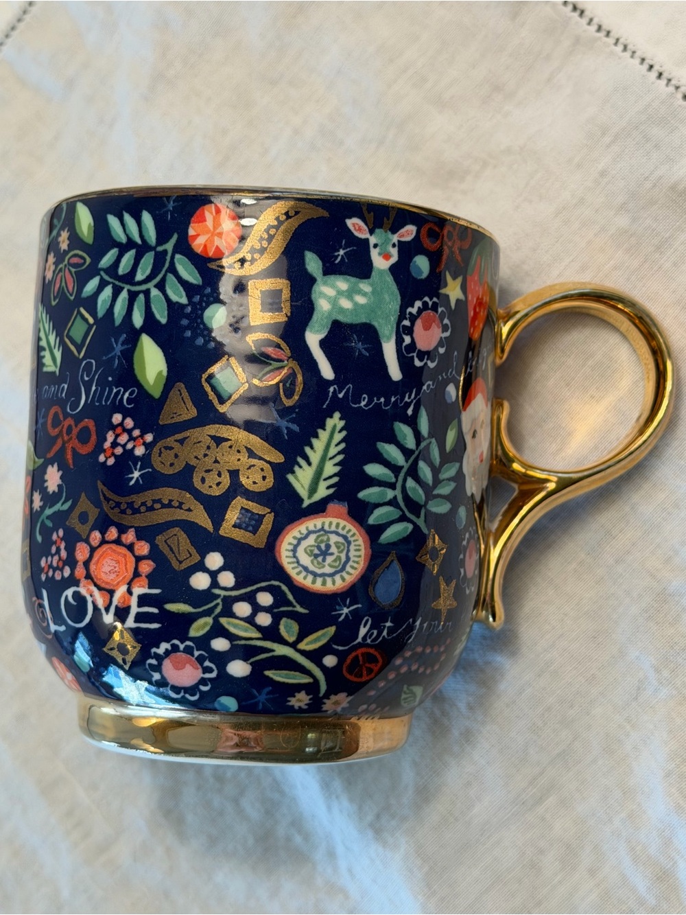 Anthropologie Making Spirits Bright Christmas Mug by Danielle Kroll
